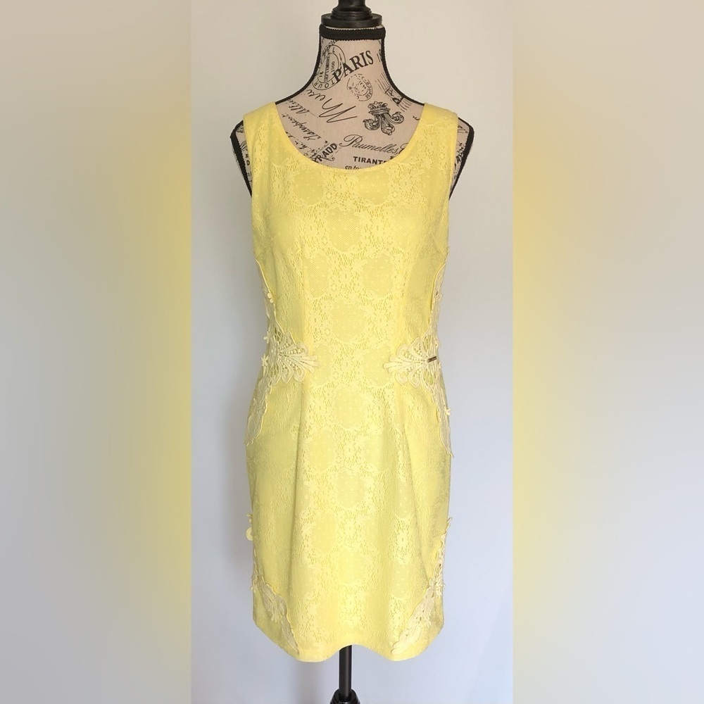 Yellow Lined Lace Dress by 4G Fancy Size 6 New with Tags